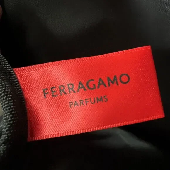 Ferragamo Parfums 16" Nylon Tote Duffle Bag Black Red Zip Top - Picture 8 of 9